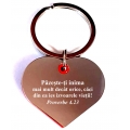 Breloc metalic inima, ABS rosu, Pazeste-ti inima...